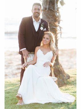 Custom silk and lace wedding dress